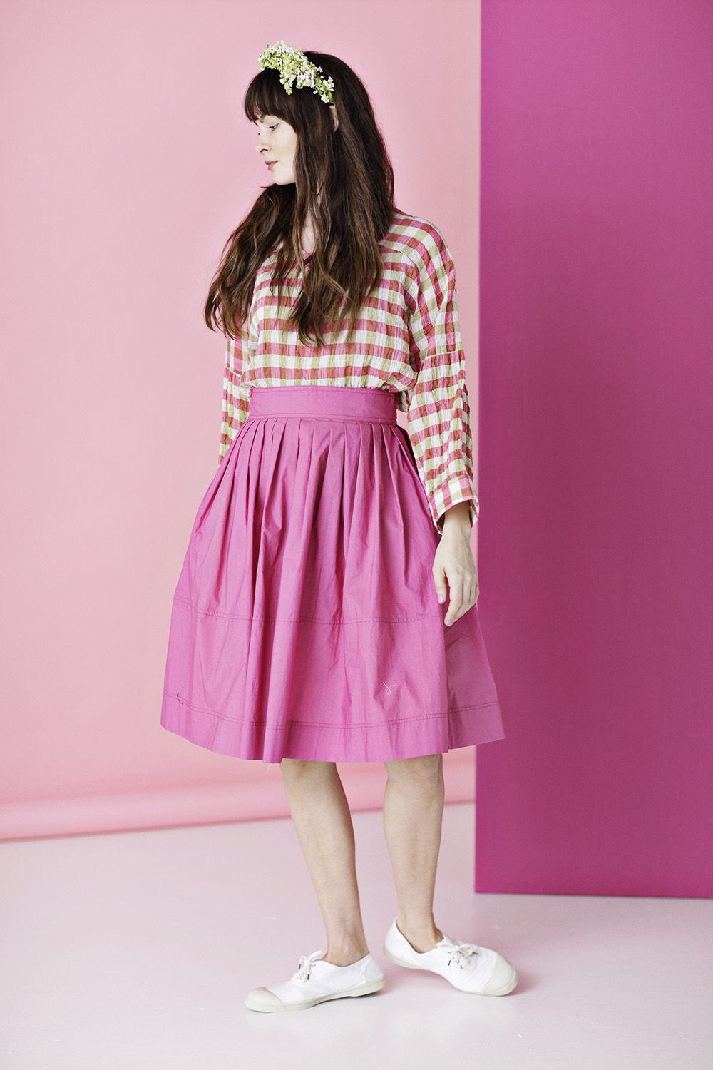 Pink i øko bomuld | september20 vintageinspireret nederdel
