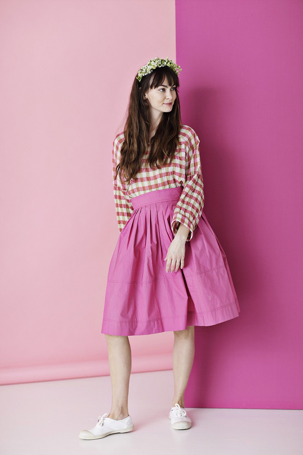 Pink øko bomuld | september20 | vintageinspireret nederdel